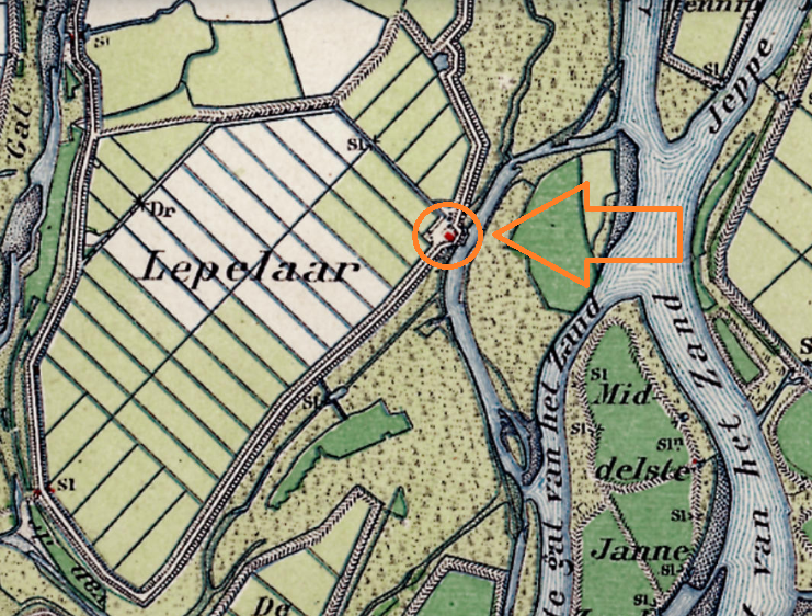 Kaart 1895 Lepelaar met Zwarte Schuur